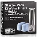 Water Filter Holder and 12 Water Filters for Keurig K-Supreme, K-Slim, K-Express, K-Select, K-Classic, K-Duo Plus, K-Elite, K-Iced, K-Cafe - for Use in All Keurig Brewers with Side-Loaded Reservoir