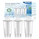BREAUILL Water Filter Replacement Compatible with Brita Water Filter, Pitchers, Classic, OB03, Mavea,10700, 35557, Pitcher Water Filter by BREAUILL, New Upgraded Reduce TDS, Chlorine (3PCS)