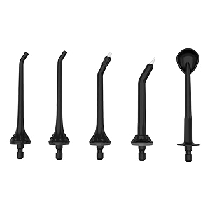 water flosser replacement tips set 5pcs oral irrigator nozzles accessories including standard orthodontic periodontal pocket tongue cleaner tips compatible with rumfflye water flosser black