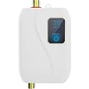 Water Heater Electric, Mini Tankless Under Sink Water Heater for Kitchen & Bathroom Sink, Instant On Demand Hot with Digital Temperature Display, Low Pressure Friendly, 3000W Point-of-Use (White)