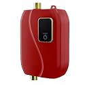 Water Heater Electric, Mini Tankless Under Sink Water Heater for Kitchen &amp; Bathroom Sink, Instant On Demand Hot with Digital Temperature Display, Low Pressure Friendly, 3000W Point-of-Use (Red)