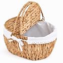 Water Hyacinth Medium Picnic Basket with Lid, Removable Liner & Handles