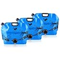Water Jug Camping 2.1 Gallon Collapsible with Spigot, BPA Free Portable Water Pouch Foldable Water Bags for Outdoor Hiking, Travel and Emergency &amp; Water Storage Containers (Blue-3Pcs)