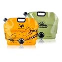 Water Jug Camping 2.1 Gallon Collapsible with Spigot, BPA Free Portable Water Pouch Foldable Water Bags for Outdoor Hiking, Travel and Emergency &amp; Water Storage Containers (Green_Orange-2Pcs)