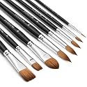 Watercolor Brushes Professional, Fuumuui 8Pcs Sable Paint Brush Set Variety Shapes with Flat, Round Pointed, Cat's Tongue Oval Wash Perfect for Watercolor Acrylic Gouache Inks Painting