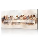 Watercolor Christian Wall Art Religious Last Supper Picture for Dining Room