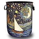 Moon Starry Sky Laundry Basket Oxford Cloth Foldable Hamper 18.9x16.5Inch