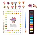 Watercolor Workbook for Adults, Beginner Friendly Watercolor Painting Kit Bouquet Water Coloring Book, Nature-Themed Practice Art Gift Water Color Paint Book with Palette and Brush