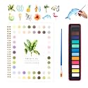 Watercolor Workbook for Adults, Beginner Friendly Watercolor Painting Kit Tropical Water Coloring Book, Nature-Themed Practice Art Gift Water Color Paint Book with Palette and Brush