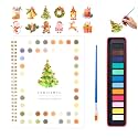 Watercolor Workbook for Adults, Beginner Friendly Watercolor Painting Kit Christmas Water Coloring Book, Nature-Themed Practice Art Gift Water Color Paint Book with Palette and Brush