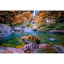 Waterfall Aquarium Background Autumn Jungle Forest Lake Stream Natural Landscape Terrarium Background Tranquil River Huge Rocks Fish Tank Background Fall Forest Theme Reptile Background 36x18in