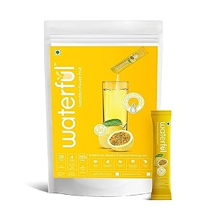 waterful tropical passion fruit 30 gms x 5 sachets  smart hydration enhancer  instant fruit drink mix with enriching nutrients  low sugar energy drink mix  100 natural with no preservatives