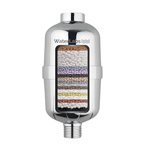 waterlabs hl-19 activated carbon shower amp tap filter  15-stage purification  removes hard water chlorine amp metals  healthier skin amp hair  quick amp easy install