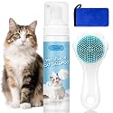 Pjordo Waterless Cat Shampoo with Brush and Cloth, 6.8 FL OZ Cat Shampoo and Conditioner, Cat Dry Shampoo, No Rinse Formula for Quick Clean, Care for Cats and Kittens with Itching & Sensitive Skin