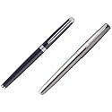 Waterman Hemisphere CT Fountain Pen Medium Nib-Matt Black &amp; Parker Frontier Stainless Steel CT Fountain Pen