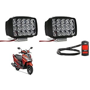 waterproof 15 led fog light head lamp compatible with honda grazia set of 2 free onoff switch