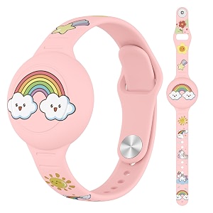 waterproof for airtag bracelet for kid soft silicone cartoon for air tag holder for kids with hidden design compatible for apple airtag wristband for child