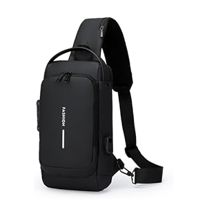 waterproof anti-theft crossbody backpack unisex anti-theft backpack with usb port and password lock multifunctional bag for outdoor activities for men and women black