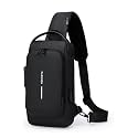 Waterproof Anti-Theft Crossbody Backpack, Unisex Anti-Theft Backpack with USB Port and Password Lock, Multifunctional Bag for Outdoor Activities for Men and Women, Black