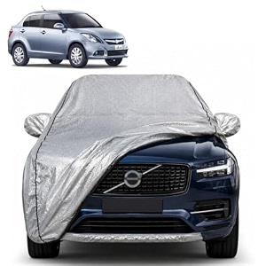 waterproof car cover compatible with dzire 2012-16  dustproof sun protection cover  soft cotton lining  triple stitched  mirror pocket  antenna pocket  all weather body cover silver yellow