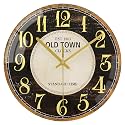 Waterproof Outdoor Wall Clock 12in Silent Patio Pool Black Gold Decor