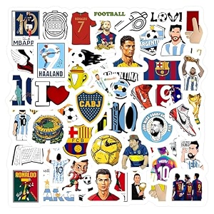 waterproof pack of 63 football vinyl self-adhesive sticker for adults multicolor sports stickers for laptop journal guitar mobile and other things