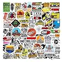 Waterproof Pack of 64 Helmet Laptop Vinyl Self-Adhesive Sticker for Adults, Multicolor Stickers for Bike, Racking, Laptop, Journal, Guitar, Mobile - Residue Free