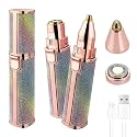 Waterproof Painless Facial Hair Remover – 3-in-1 Nose, Ear & Eyebrow Hair Trimmer for Men & Women – Dual-Edge Blades – Compact Portable Battery-Operated Grooming Tool (Rainbow)