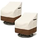 Waterproof Patio Chair Covers, 26W x 27D x 34.3H inches Heavy Duty Outdoor Furniture Protection Cover Weather Resistant 600D Oxford 2-Pack, Beige and Brown