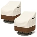 Waterproof Patio Chair Covers, Heavy Duty 600D Lawn Outdoor Furniture Covers for Swivel, Lounge, Rocking &amp; Adirondack Chairs, All-Weather UV &amp; Fade Resistant, 28W x 32D x 36H in, 2-Pack Beige &amp; Brown