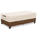 Waterproof Patio Coffee Table Cover, 600D Heavy Duty Outdoor Furniture Covers, Weather &amp; UV Resistant, Windproof with Buckles, Rectangular Table Cover for Backyard Patio 36 x 24 x 16 in, Beige &amp; Brown
