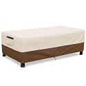 Waterproof Patio Coffee Table Cover, 600D Heavy Duty Outdoor Furniture Covers, Weather &amp; UV Resistant, Windproof with Buckles, Rectangular Table Cover for Backyard Patio 42 x 26 x 16 in, Beige &amp; Brown