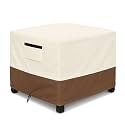 Waterproof Patio Ottoman Cover, Square Outdoor Side Table Furniture Cover with Padded Handles, 600D Heavy Duty Windproof All-Weather Patio Furniture Cover,UV Resistant, 22 x 22 x 18 Inch, Beige&amp;Brown