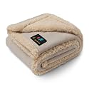 Waterproof Pet Blanket, Liquid Pee Proof Dog Blanket for Sofa Bed Couch, Reversible Sherpa Fleece Furniture Protector Cover for Small Medium Large Dogs Cats, Grey Beige Small（40" x 28"）