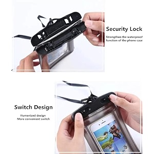 waterproof phone pouch rain mobile cover universal waterproof phone case underwater dry bag for mobile cash documents water proof bag for beach boating swimming water park blackwhite