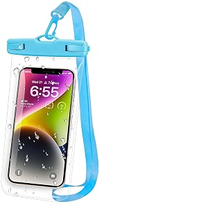 waterproof pouch for phone blue pack of 1 with lanyard