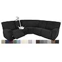 Waterproof Sectional Recliner Couch Covers for Reclining Couches Washable L Shaped Sofa Cover for Dogs Stretch Corner Recliner Slipcovers (X-Large 5 Seater Cover, Dark Black)