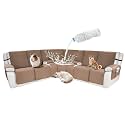 Waterproof Sectional Reclining Couch Covers L Shaped Recliner Sectional Sofa Cover 8 Piece Non Slip Washable Corner Recliner Slipcover Set for Pet Dog (5 Seater 2 Console Cover,Latte Coffee)