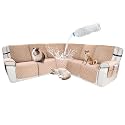 Waterproof Sectional Reclining Couch Covers L Shaped Recliner Sectional Sofa Cover 7 Piece Non Slip Washable Corner Recliner Slipcover Set for Pet Dog (5 Seater Cover, Apricot)