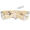 Waterproof Sectional Reclining Couch Covers L Shaped Recliner Sectional Sofa Cover 7 Piece Non Slip Washable Corner Recliner Slipcover Set for Pet Dog (5 Seater Cover, Beige)
