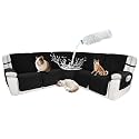 Waterproof Sectional Reclining Couch Covers L Shaped Recliner Sectional Sofa Cover 7 Piece Non Slip Washable Corner Recliner Slipcover Set for Pet Dog (5 Seater Cover, Charcoal Black)