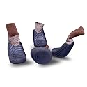 Waterproof Shoe Covers with Non-Slip Sole, Brown and Navy Blue, Knit Sock Design L Size