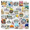 Waterproof Travel Pack of 66 Laptop Vinyl Self-Adhesive Sticker for Adults, Multicolor Stickers for Laptop, Journal, Guitar, Mobile - Residue Free (Travel Design 2)