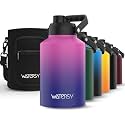 WATERSY 1 Gallon Water Bottle Insulated(Cold for 48 Hrs),BPA Free&amp;Leak Proof,128oz Stainless Steel Water Jug,Big thermo,Large Water Bottle with Handle for Gym,Hiking,Camping&amp;Travel,Gradient Purple