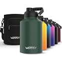 WATERSY 1 Gallon Water Bottle Insulated(Cold for 48 Hrs),BPA Free&amp;Leak Proof,128oz Stainless Steel Water Jug,Big thermo,Large Water Bottle with Handle for Gym,Hiking,Camping&amp;Travel,Dark Green