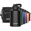 WATERSY 1 Gallon Water Bottle Insulated(Cold for 48 Hrs),BPA Free&amp;Leak Proof,128oz Stainless Steel Water Jug with Handle for Gym,Hiking,Camping&amp;Travel,Black Large Thermo