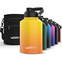 WATERSY 1 Gallon Insulated Water Bottle (Cold for 48 Hrs), BPA Free &amp; Leak Proof, 128oz Stainless Steel Jug With Handle for Gym, Hiking, Camping &amp; Travel, Gradual Yellow