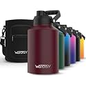 WATERSY 1 Gallon Water Bottle Insulated(Cold for 48 Hrs),BPA Free&amp;Leak Proof,128oz Stainless Steel Water Jug,Big thermo,Large Water Bottle with Handle for Gym,Hiking,Camping&amp;Travel,Brick Red