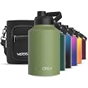 WATERSY 1 Gallon Water Bottle Insulated(Cold for 48 Hrs),BPA Free&amp;Leak Proof,128oz Stainless Steel Water Jug,Big thermo,Large Water Bottle with Handle for Gym,Hiking,Camping&amp;Travel,Olive Green