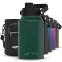WATERSY 2/3 Gallon Water Bottle Insulated(Cold for 48 Hrs),BPA Free&amp;Leak Proof,87oz Stainless Steel Water Jug/Flask,Big thermo,Large Water Bottle with Handle for Gym,Hiking,Camping,Dark Green